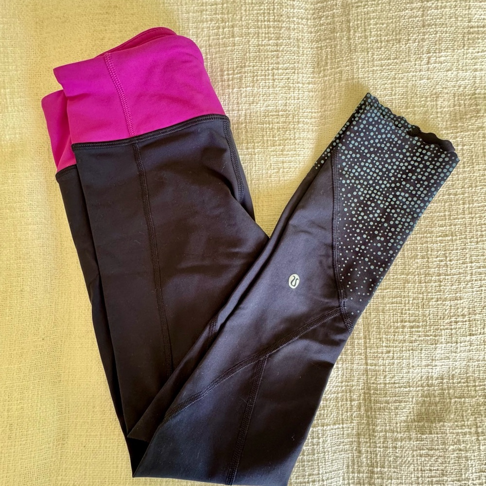 lululemon athletica Pink and Black Leggings